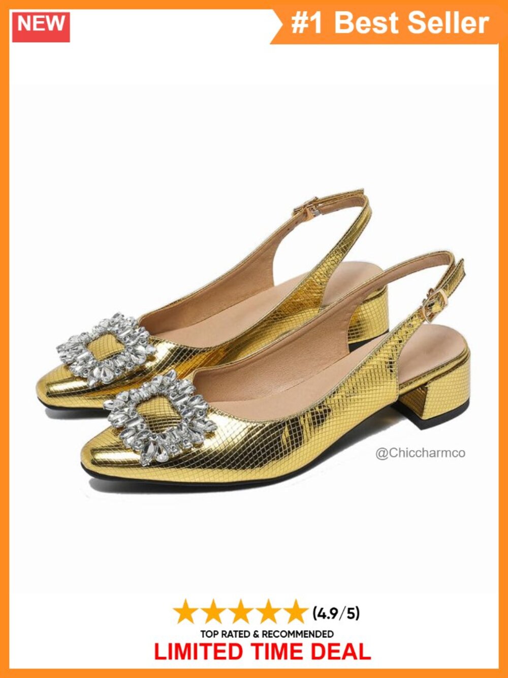 Slingback Low Heel Pumps Closed Toe Dress Shoes